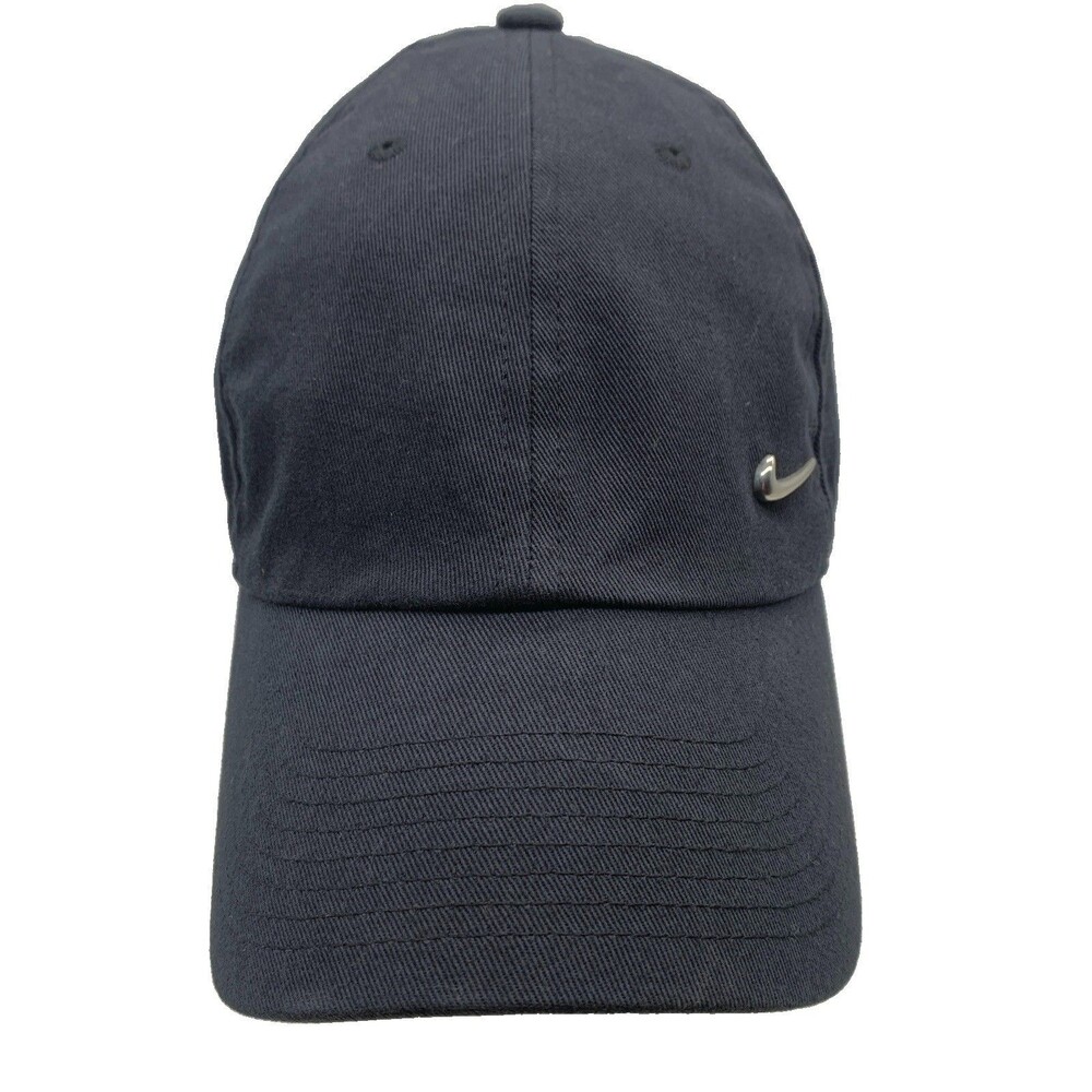 Nike Metal Swoosh Adjustable Elastic Strap Golf Running Hat Cap Black